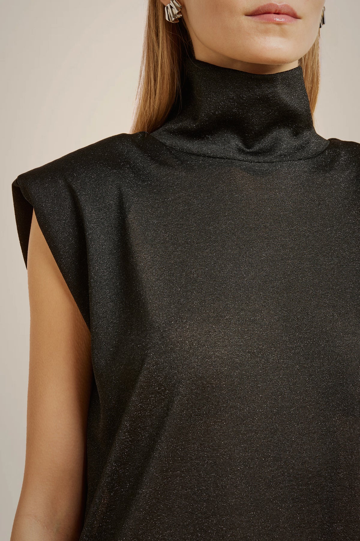 Lurex Jersey Top - Nero by Liviana Conti — view 3