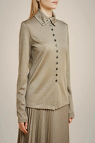 Lurex Jersey Shirt - Verde Green Pepper by Liviana Conti — alternate view