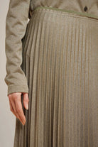 Lurex Jersey Pleated Skirt - Verde Green Pepper by Liviana Conti — view 4