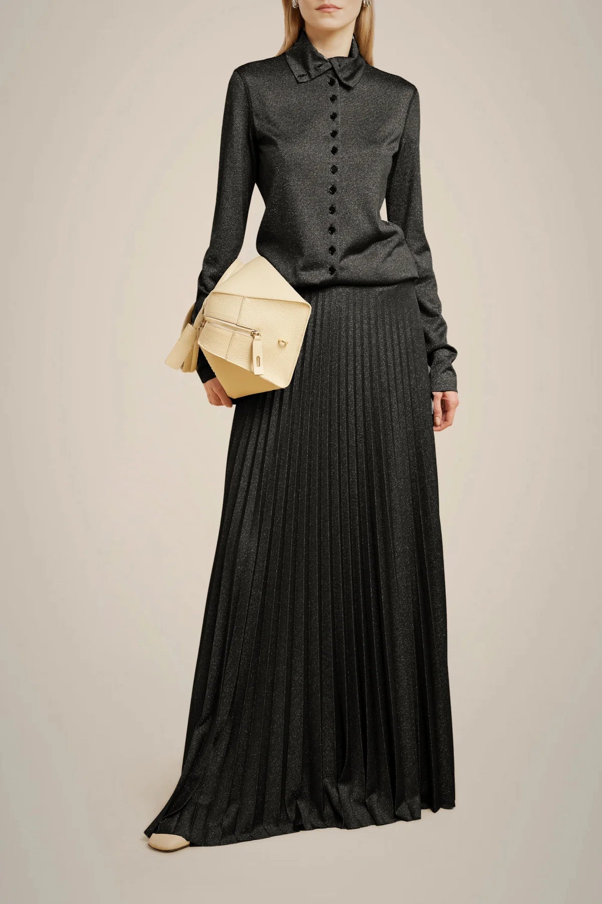 Lurex Jersey Pleated Skirt - Nero by Liviana Conti | 25 South Boutiques