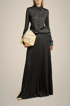 Lurex Jersey Pleated Skirt - Nero by Liviana Conti | 25 South Boutiques
