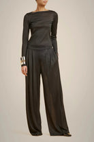 Lurex Jersey Pleated Trousers - Nero by Liviana Conti | 25 South Boutiques