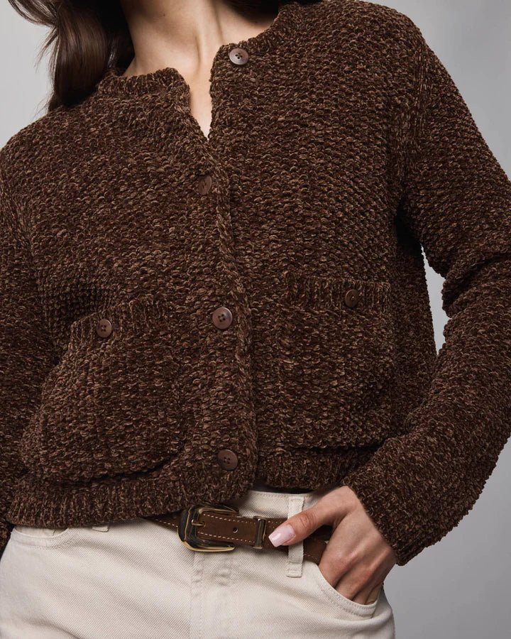 Andrea Chenille Crop Cardigan - Cedar Brown by Splendid — view 4