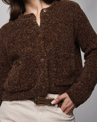 Andrea Chenille Crop Cardigan - Cedar Brown by Splendid — view 4