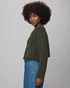 Andrea Chenille Crop Cardigan - Green Spruce by Splendid — view 4