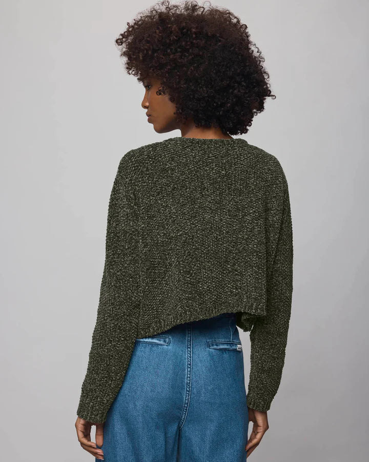 Andrea Chenille Crop Cardigan - Green Spruce by Splendid — view 5