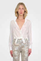 Mandarin Collar Shirt - Bianco by Forte Forte — alternate view