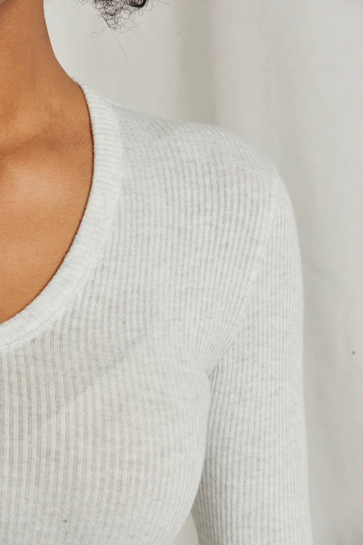 Whitney Rib U Neck Long Sleeve Sweater - Ash by perfectwhitetee — alternate view
