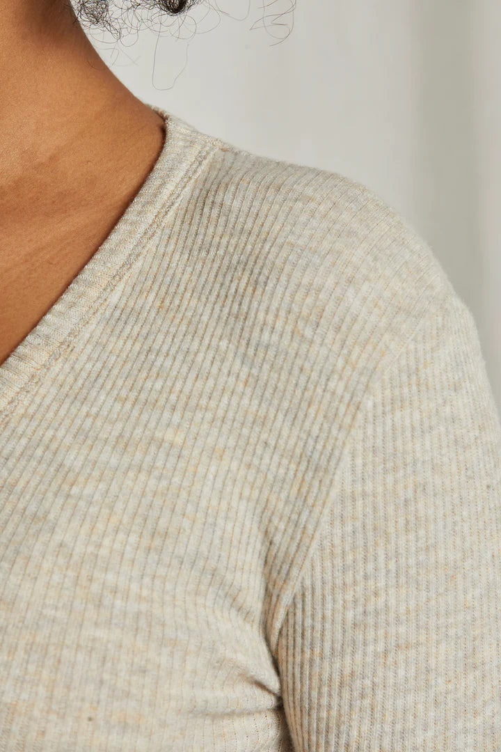 Whitney Rib U Neck Long Sleeve Sweater - Oatmeal by perfectwhitetee — alternate view