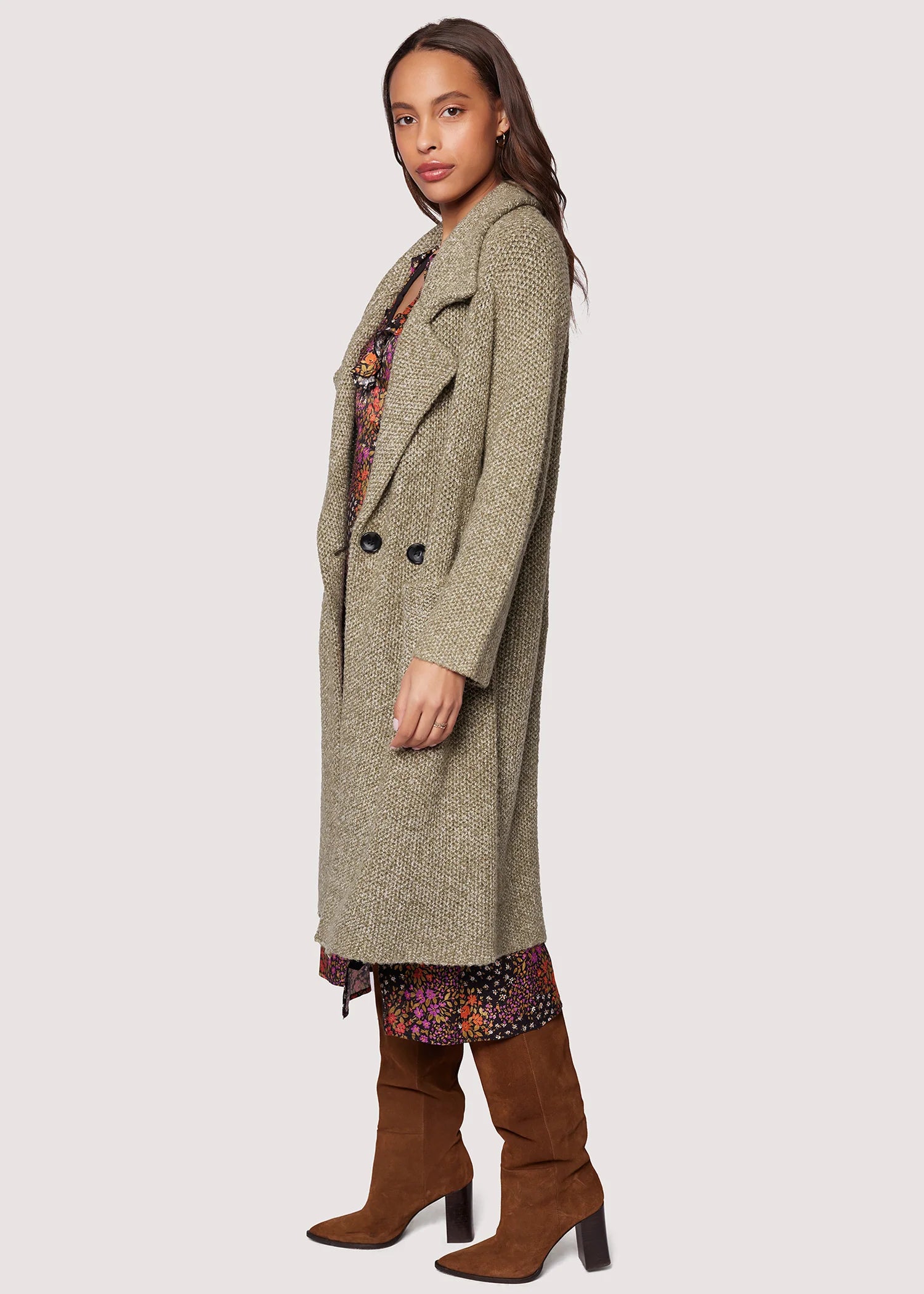 Kala Sweater Coat - Olive Green by Lost + Wander — view 3