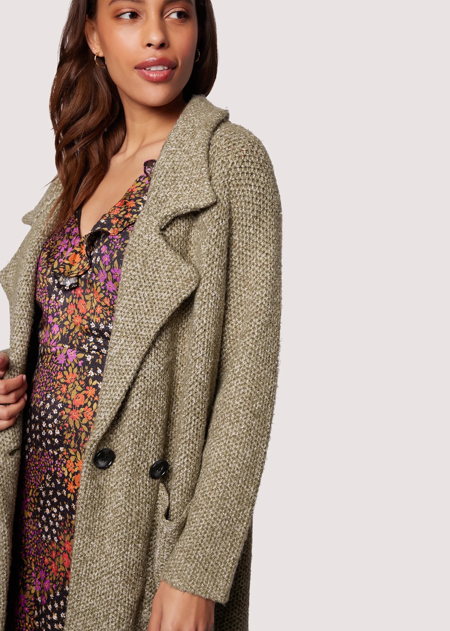 Kala Sweater Coat - Olive Green by Lost + Wander — alternate view