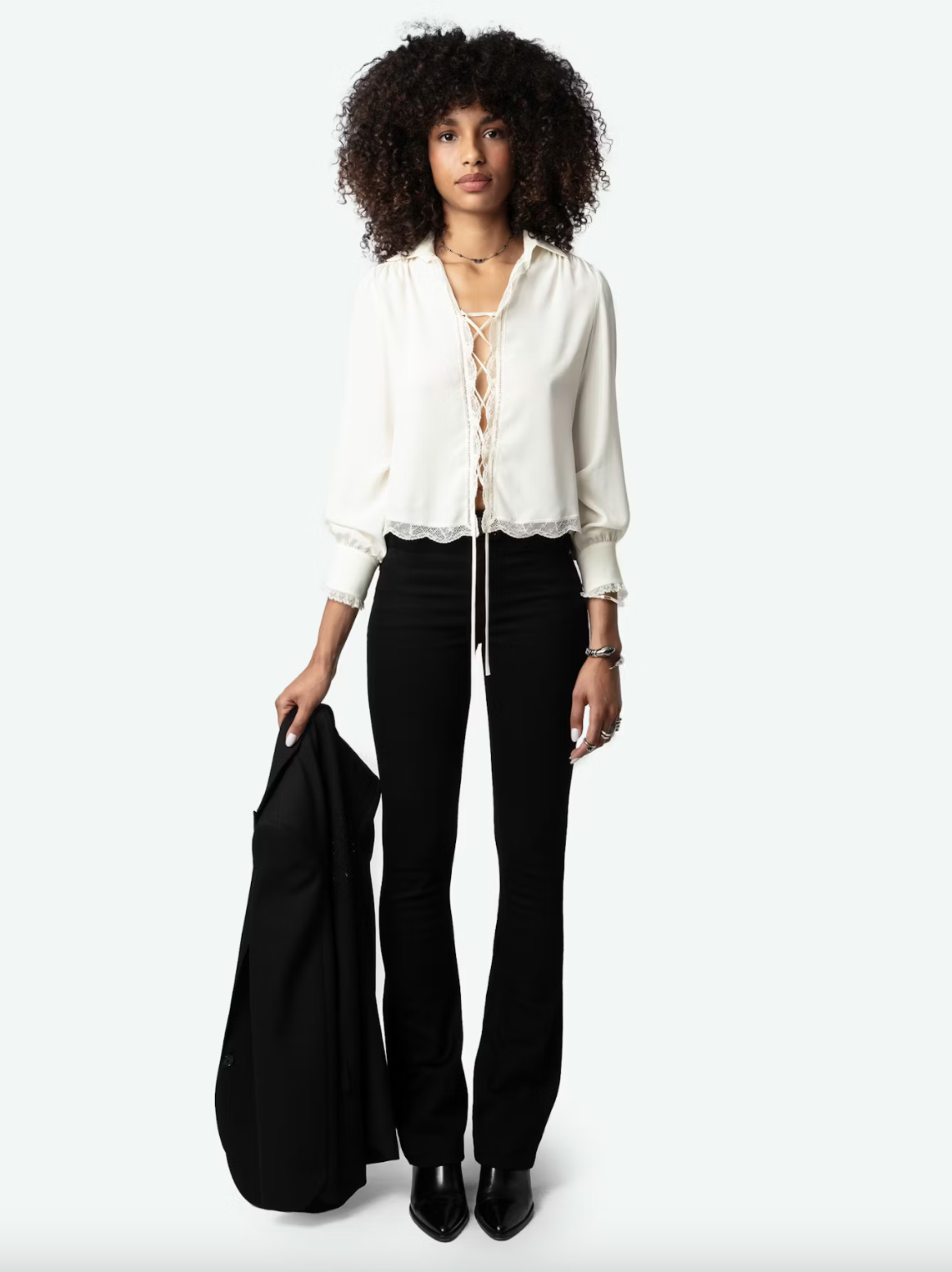 Topzyl Diamanté Silk Shirt - Vanilla by Zadig & Voltaire — view 4