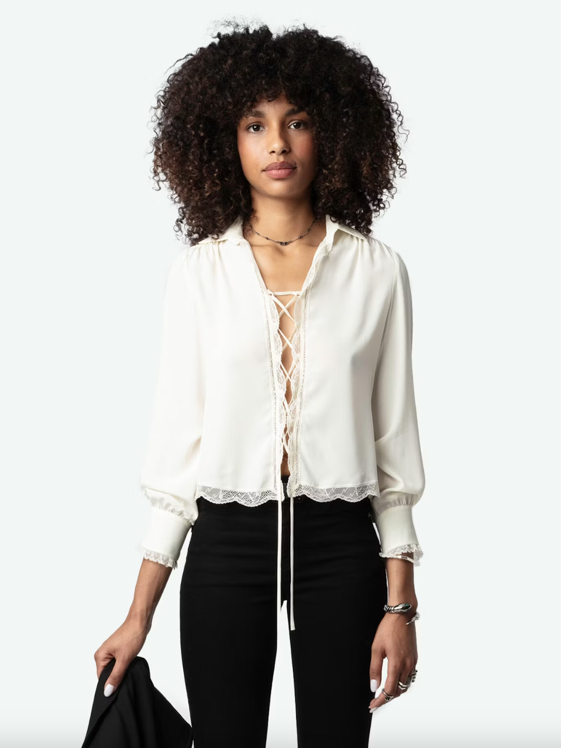 Topzyl Diamanté Silk Shirt - Vanilla by Zadig & Voltaire | 25 South Boutiques