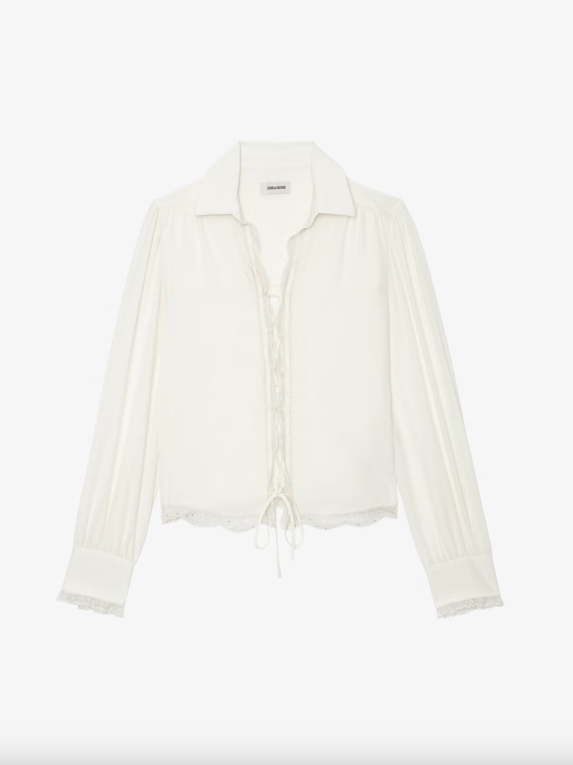 Topzyl Diamanté Silk Shirt - Vanilla by Zadig & Voltaire — view 6