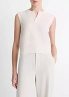 Wool-Blend Henley Shell - Optic White by Vince | 25 South Boutiques