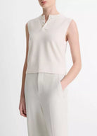 Wool-Blend Henley Shell - Optic White by Vince — alternate view