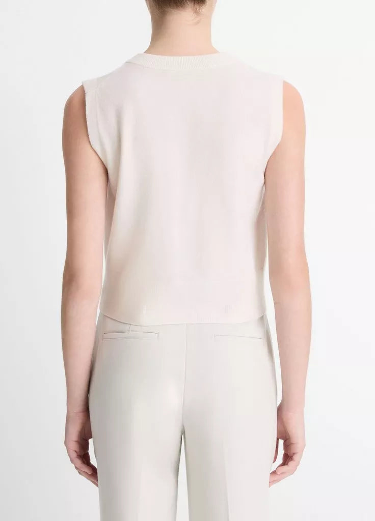 Wool-Blend Henley Shell - Optic White by Vince — view 3