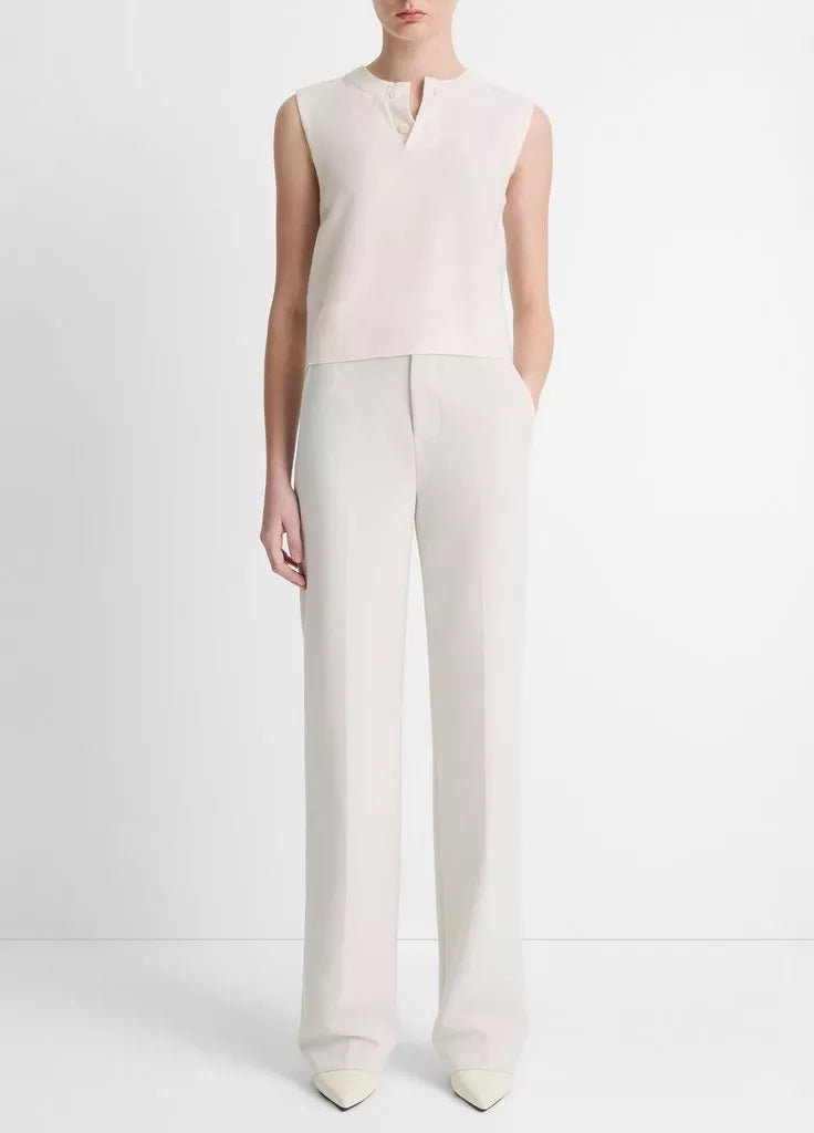 Wool-Blend Henley Shell - Optic White by Vince — view 4