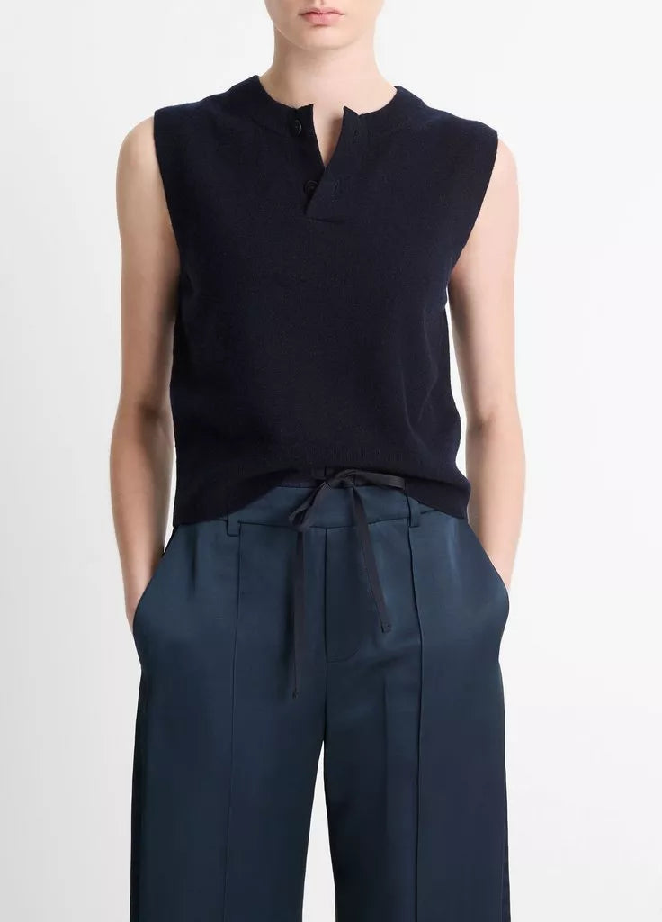 Wool-Blend Henley Shell - Coastal Blue by Vince | 25 South Boutiques