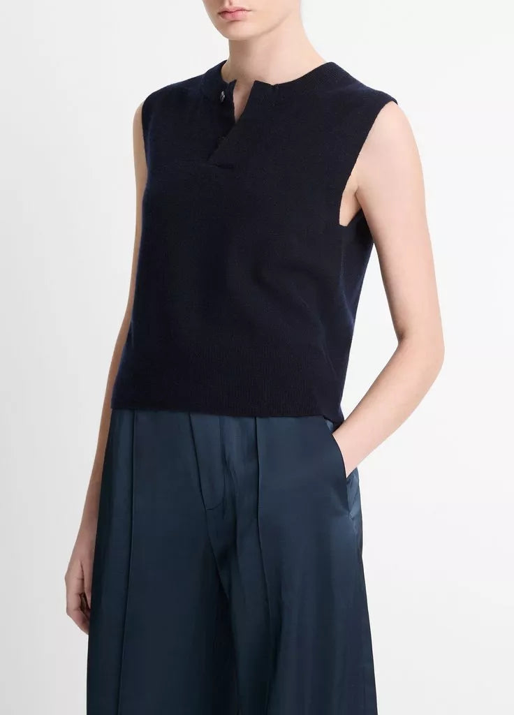 Wool-Blend Henley Shell - Coastal Blue by Vince — alternate view