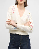 Nyla Daydream Doodles Embroidered Cardigan - Ivory Multi by Cinq A Sept — view 3