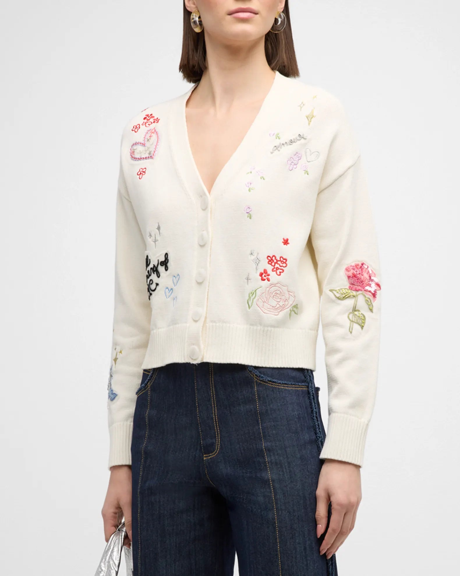 Nyla Daydream Doodles Embroidered Cardigan - Ivory Multi by Cinq A Sept | 25 South Boutiques