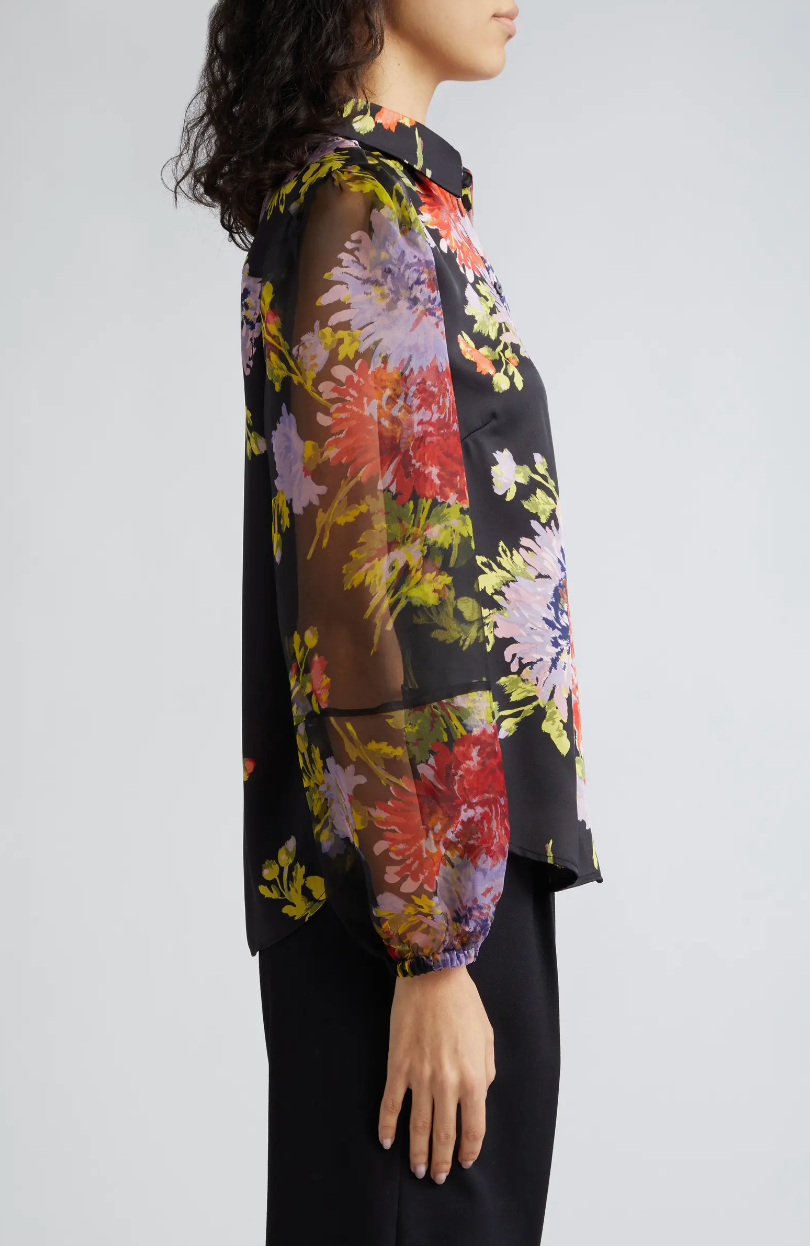 Lorna Floral Print Blouse - Black Multi by Cinq A Sept — view 3