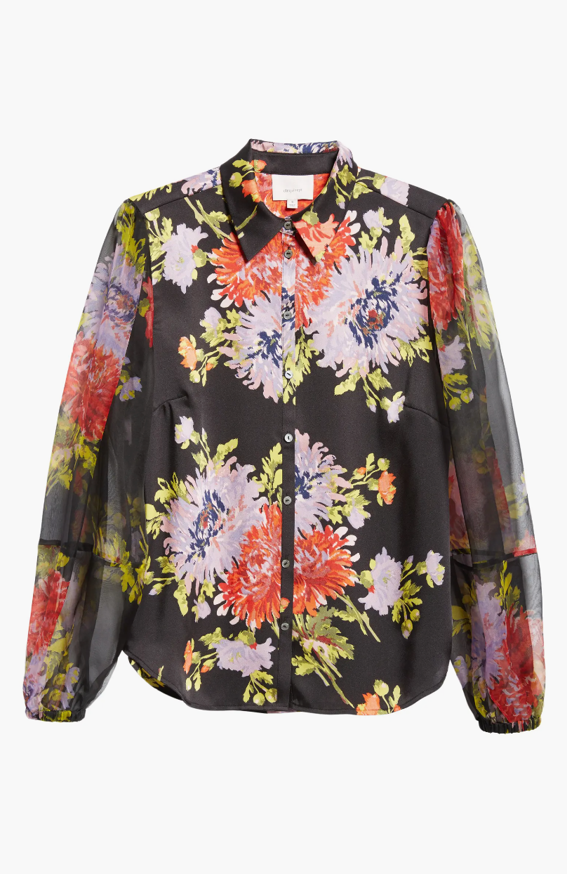 Lorna Floral Print Blouse - Black Multi by Cinq A Sept — view 4