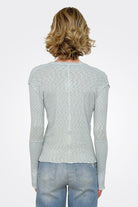 Ribbed Sleeve Long Sleeve Top - Aqua Sky by Pete — alternate view