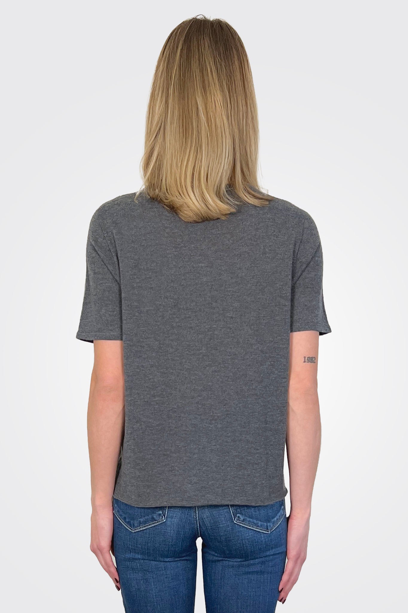 Cashmere Relaxed Crewneck - Anthracite Chine by Majestic — alternate view