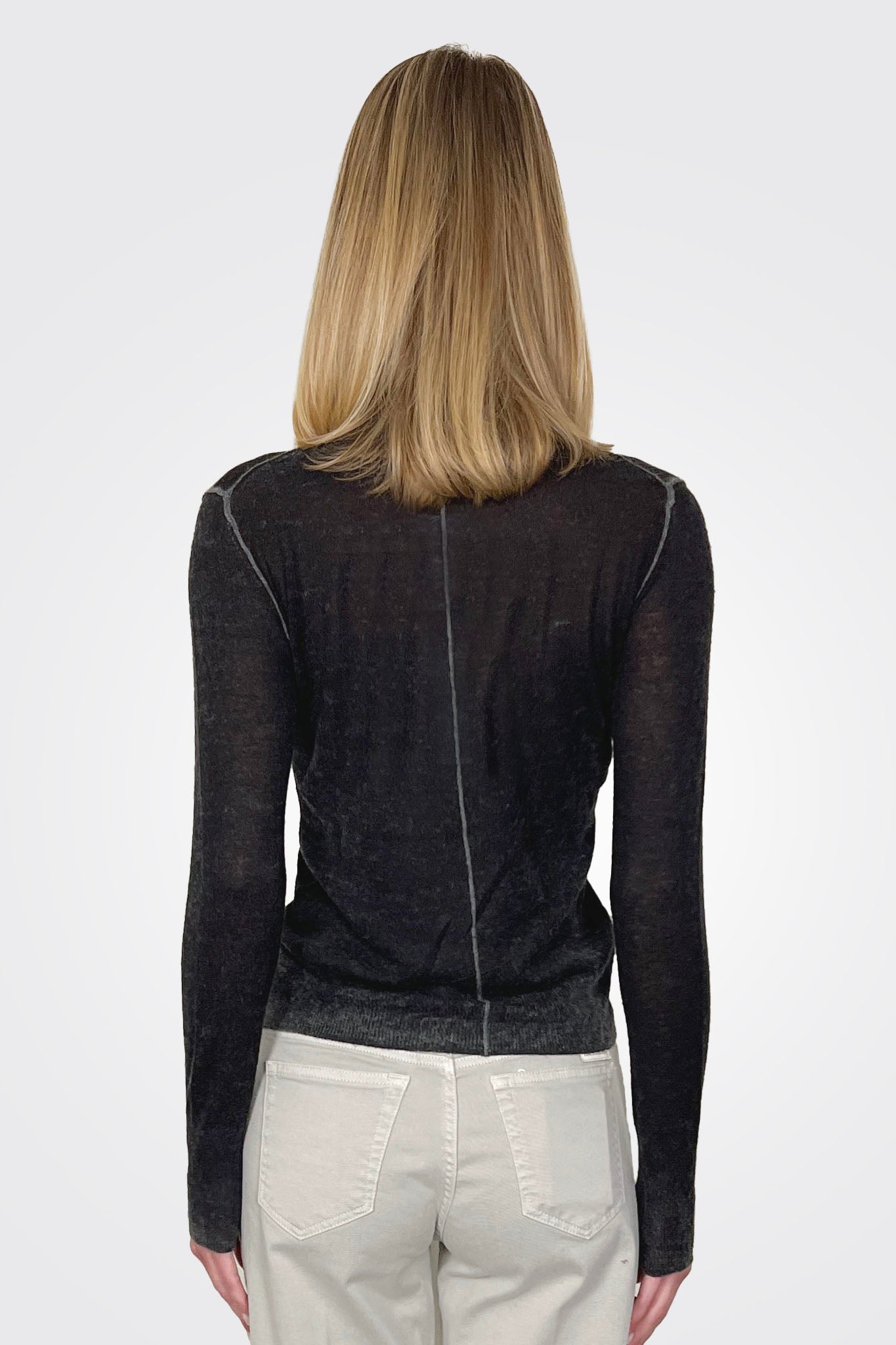 Mockneck Center Seam Top - Black Wash by Autumn Cashmere — alternate view