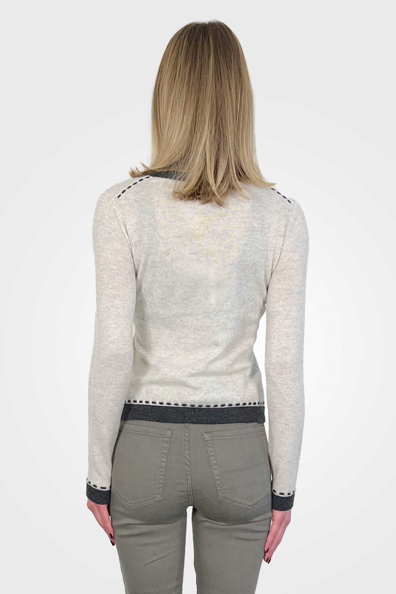 Two Tone Lace Detail Crew - Mojave pepper by Autumn Cashmere — alternate view
