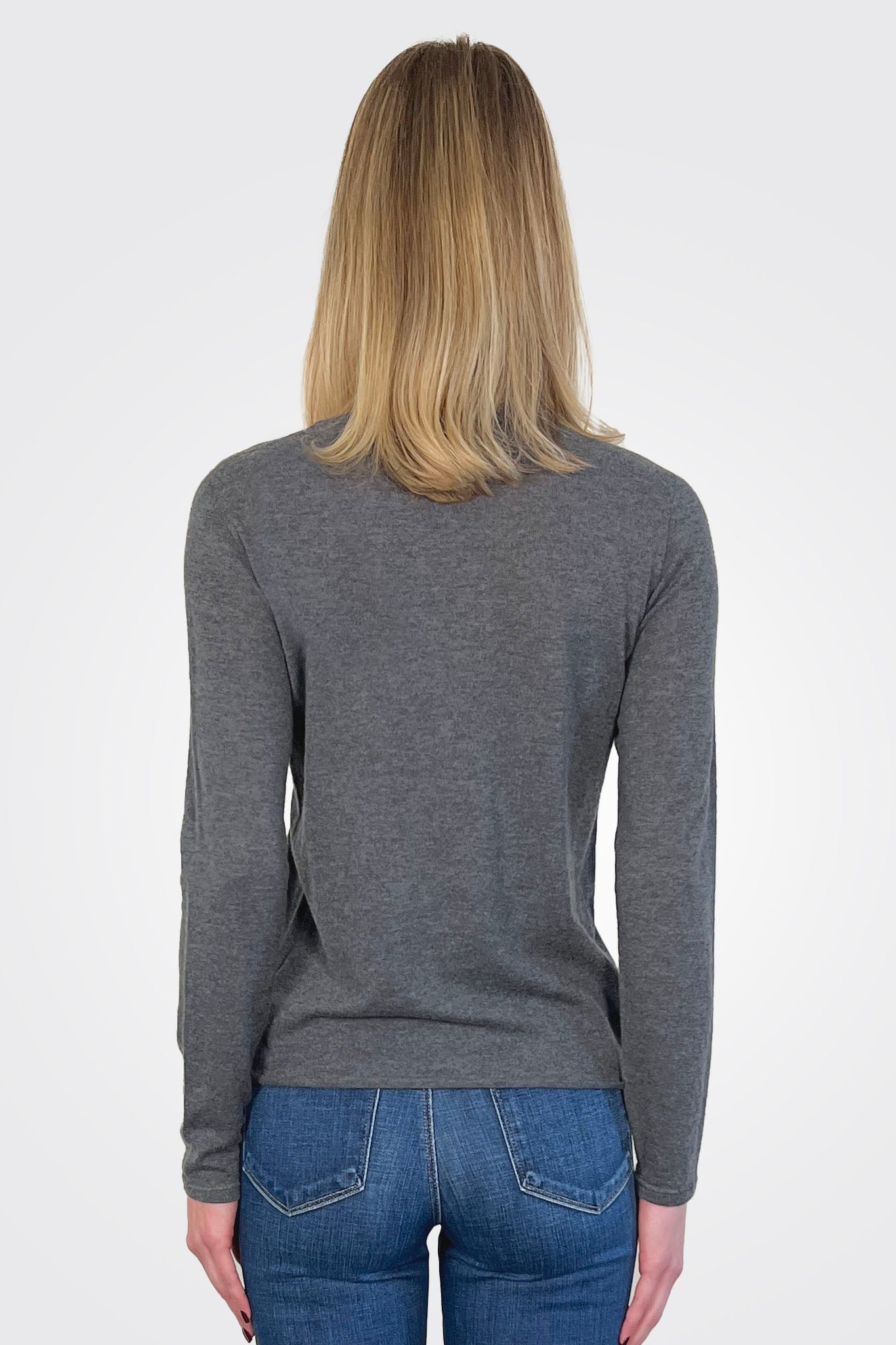 Cashmere Long Sleeve Crewneck - Anthracite Chine by Majestic — alternate view