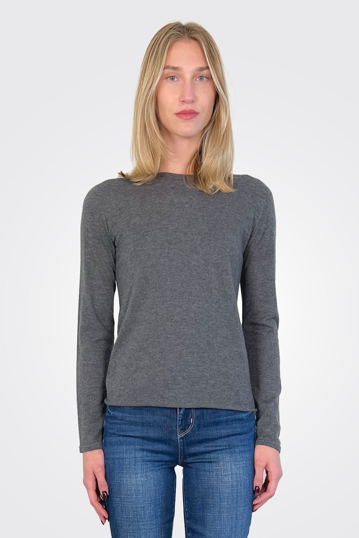 Cashmere Long Sleeve Crewneck - Anthracite Chine by Majestic | 25 South Boutiques