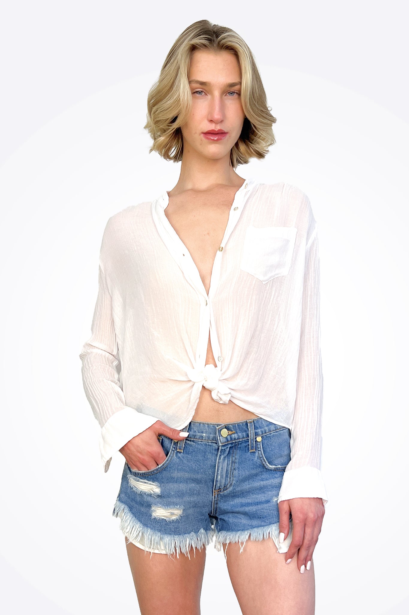 Ace Mesh Shirt - Chalk by Cali Dreaming | 25 South Boutiques