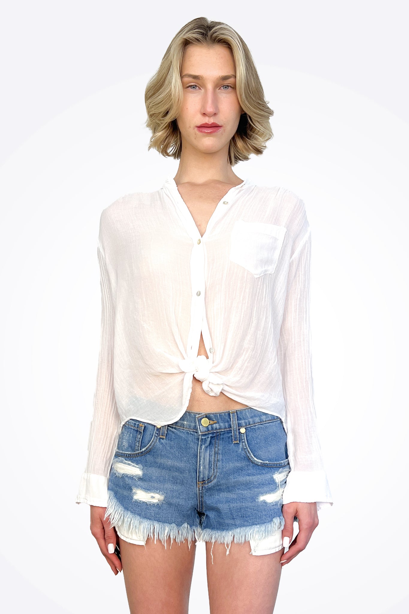 Ace Mesh Shirt - Chalk by Cali Dreaming — alternate view