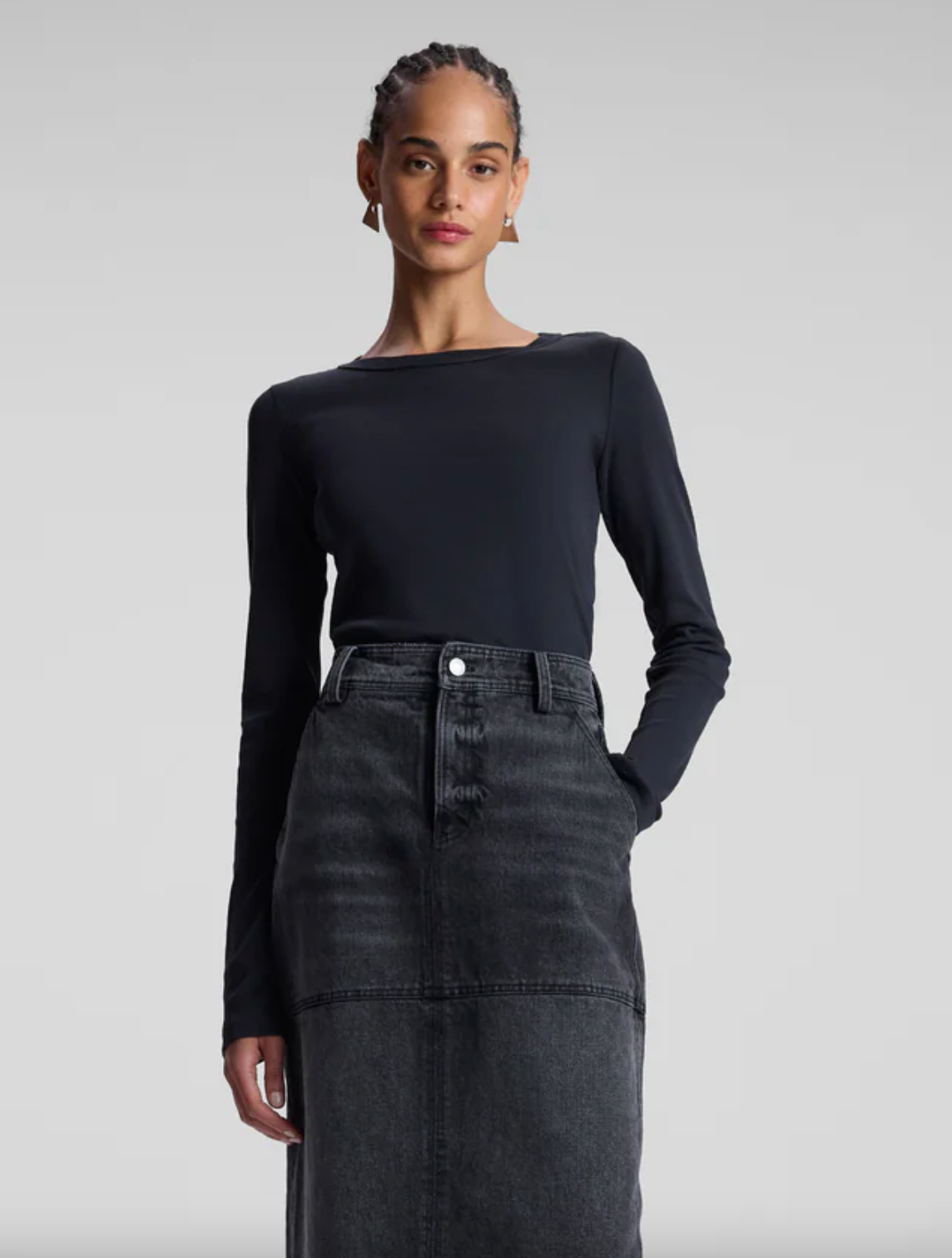 Ari Cotton Rib Long Sleeve Tee - Black by A.L.C | 25 South Boutiques