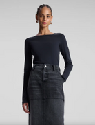 Ari Cotton Rib Long Sleeve Tee - Black by A.L.C | 25 South Boutiques