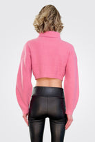 Brennan Cropped Wool Sweater - Hot Pink by A.L.C — alternate view