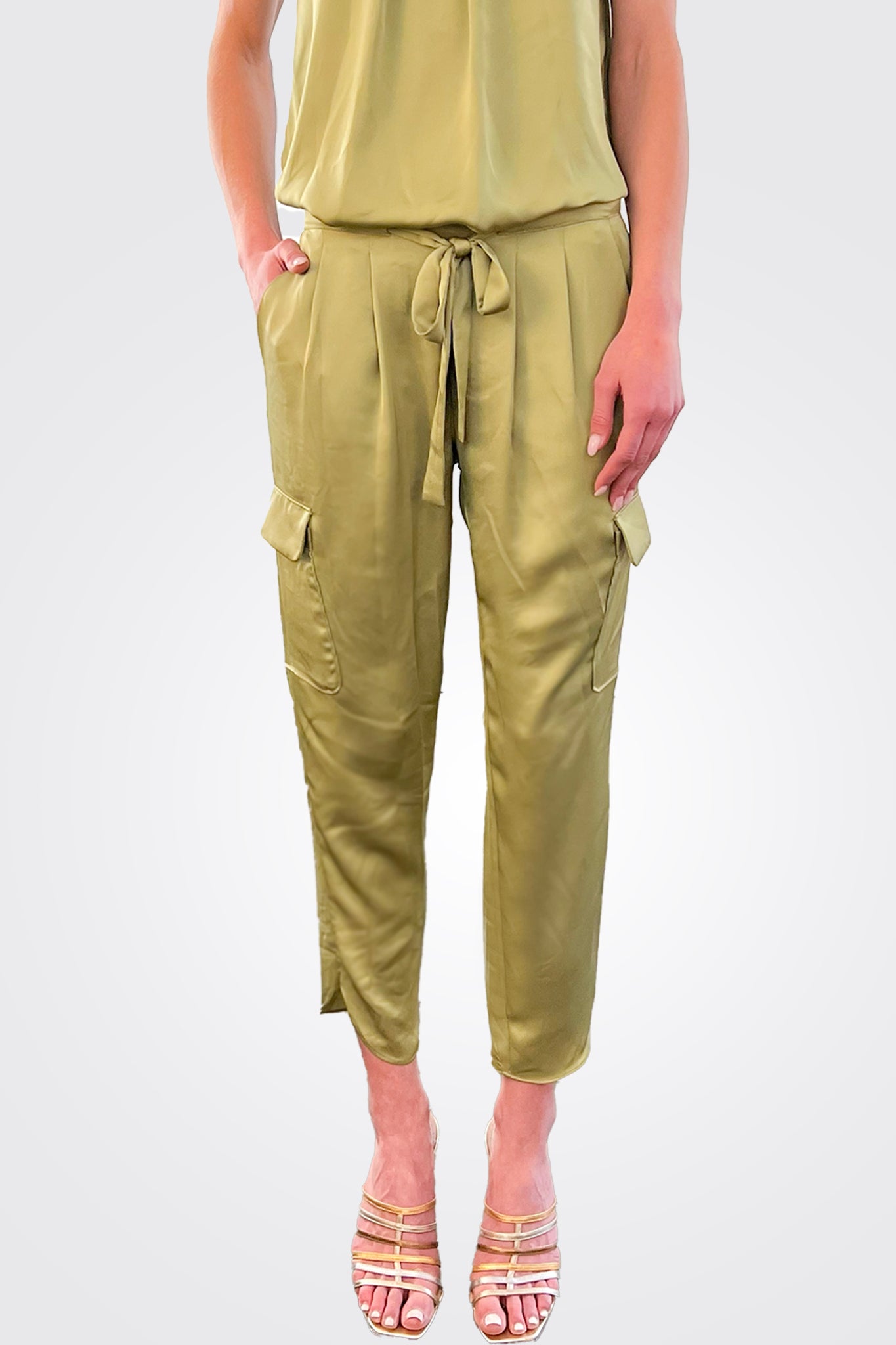 Satin Pocket Allyn Pant - Vintage Olive by Ramy Brook — alternate view
