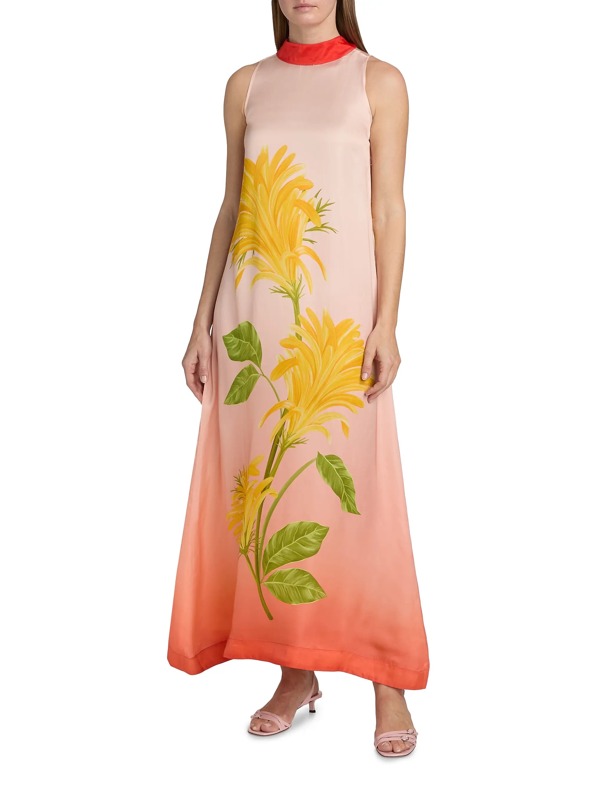 Tie-Back Ombré Floral Dress - Blush Vermillion Ombré by Verandah | 25 South Boutiques