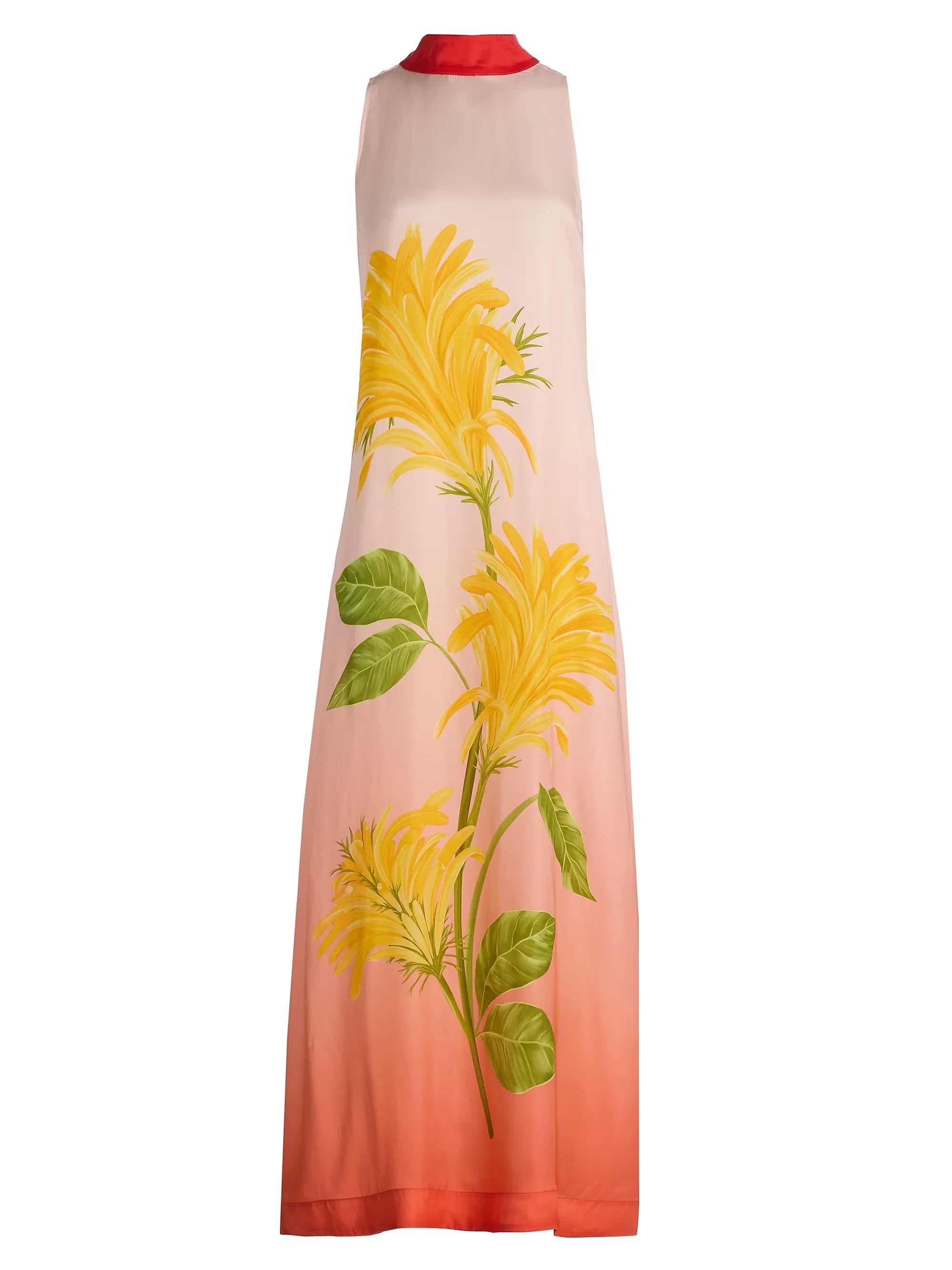 Tie-Back Ombré Floral Dress - Blush Vermillion Ombré by Verandah — view 6