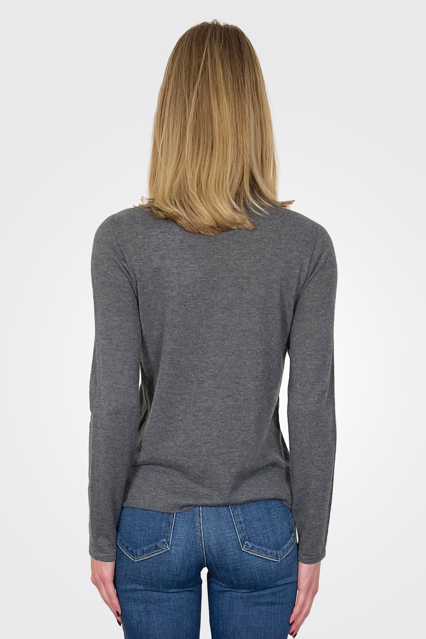Cashmere Longsleeve Turtleneck - Anthracite Chine by Majestic — alternate view