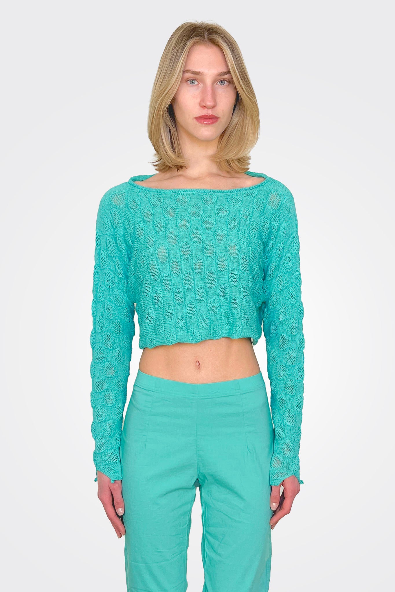 Cropped Sweater - Aqua by Rundholz | 25 South Boutiques
