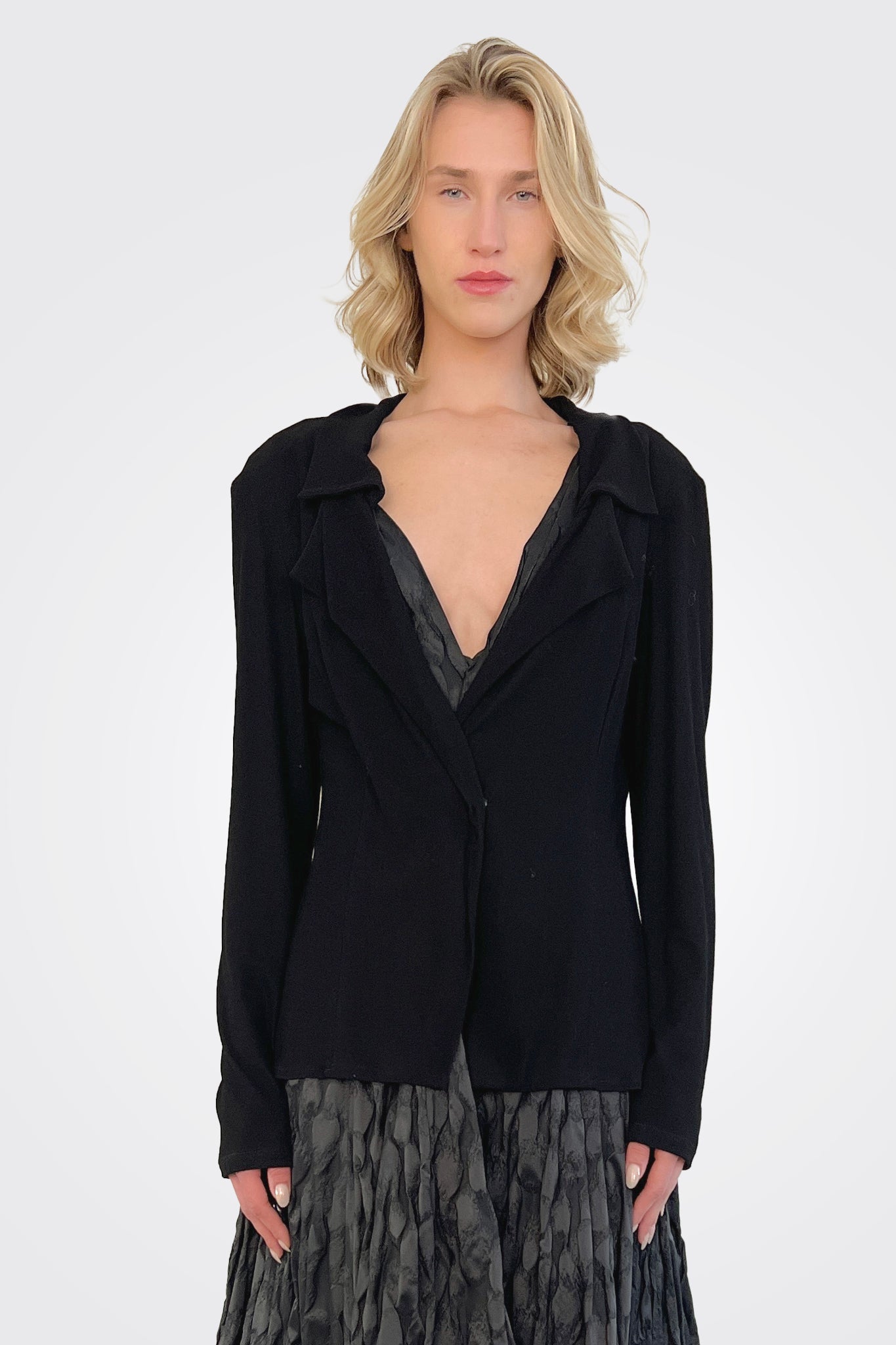 Collared Cardigan - Black by Anett Rostel — alternate view