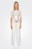 Short Sleeve Metallic Blouse - Argento by D. Exterior — alternate view