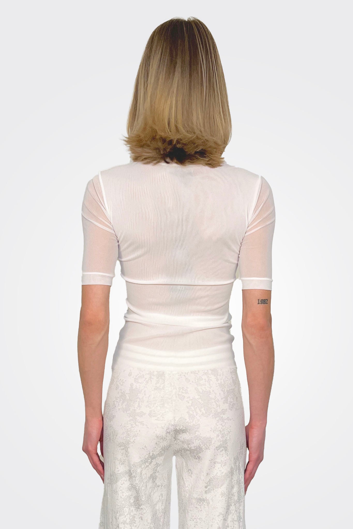 Short Sleeve Metallic Blouse - Argento by D. Exterior — view 3