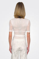 Short Sleeve Metallic Blouse - Argento by D. Exterior — view 3