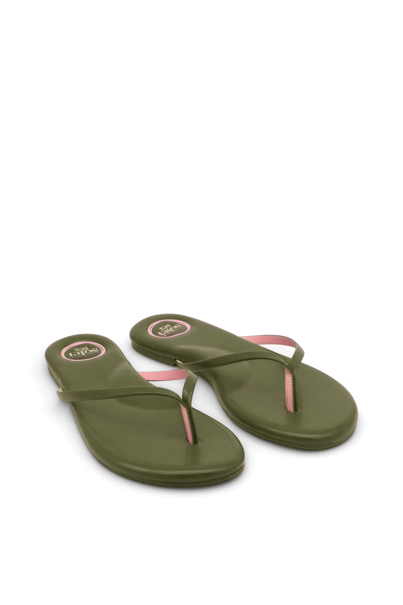 Indie Flip Flops - Army Green / Pink by Soléi Sea — alternate view