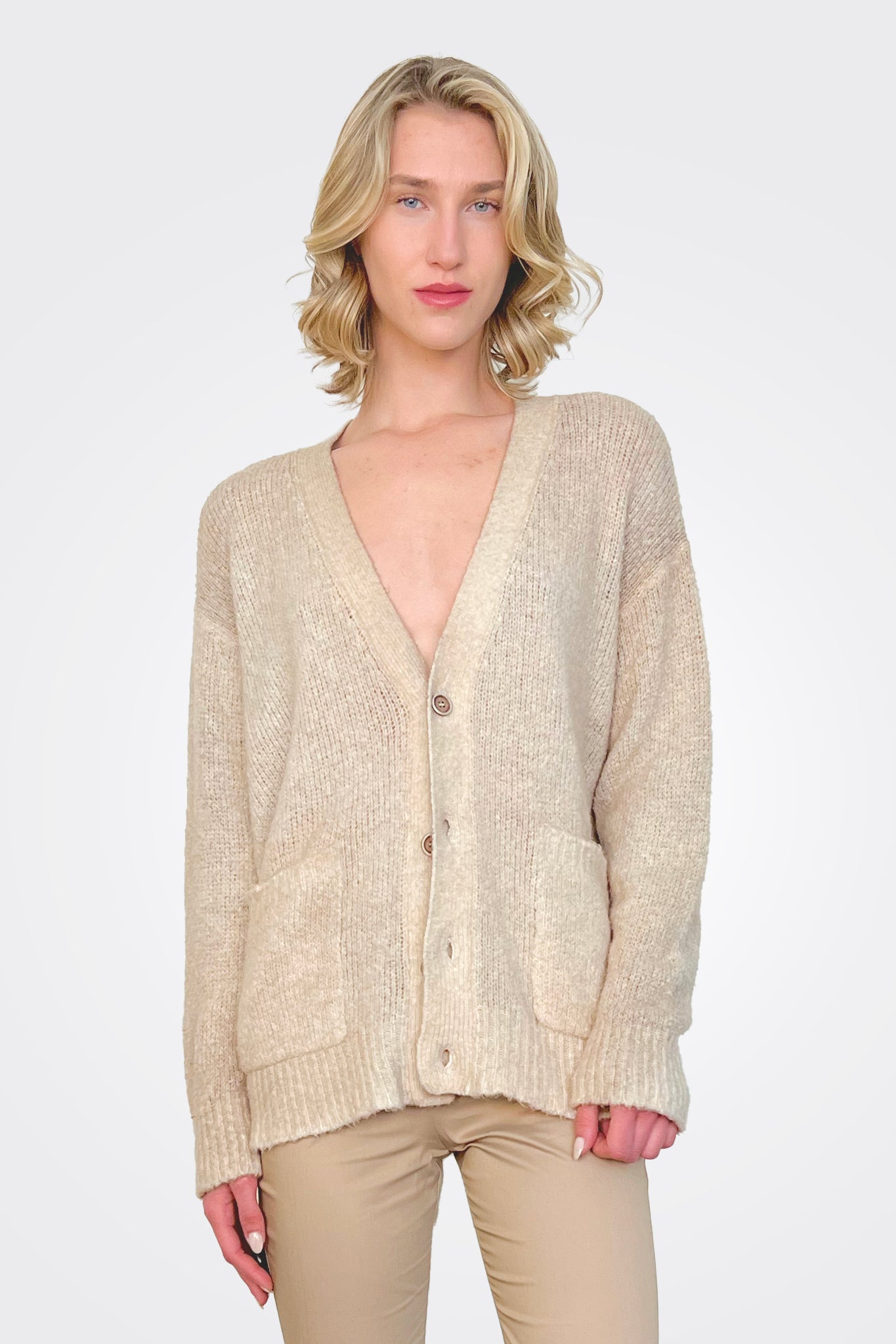 Cotton V Neck Cardigan - Burro by Avant Toi | 25 South Boutiques